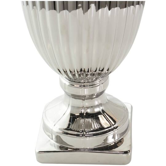 Silver Ceramic Decorative Jars with Grooves